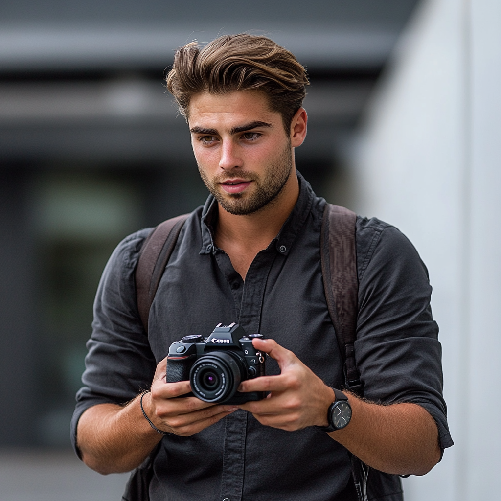 A Trendy Content Creator Filming in Co-Working Space