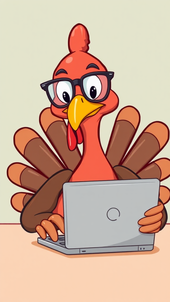 A Turkey in Glasses Typing on Laptop: Tips