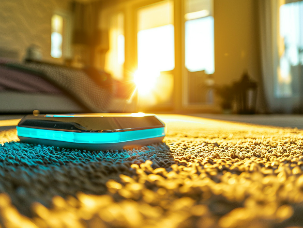 A UV Sterilizer Cleaning A Soft Carpet