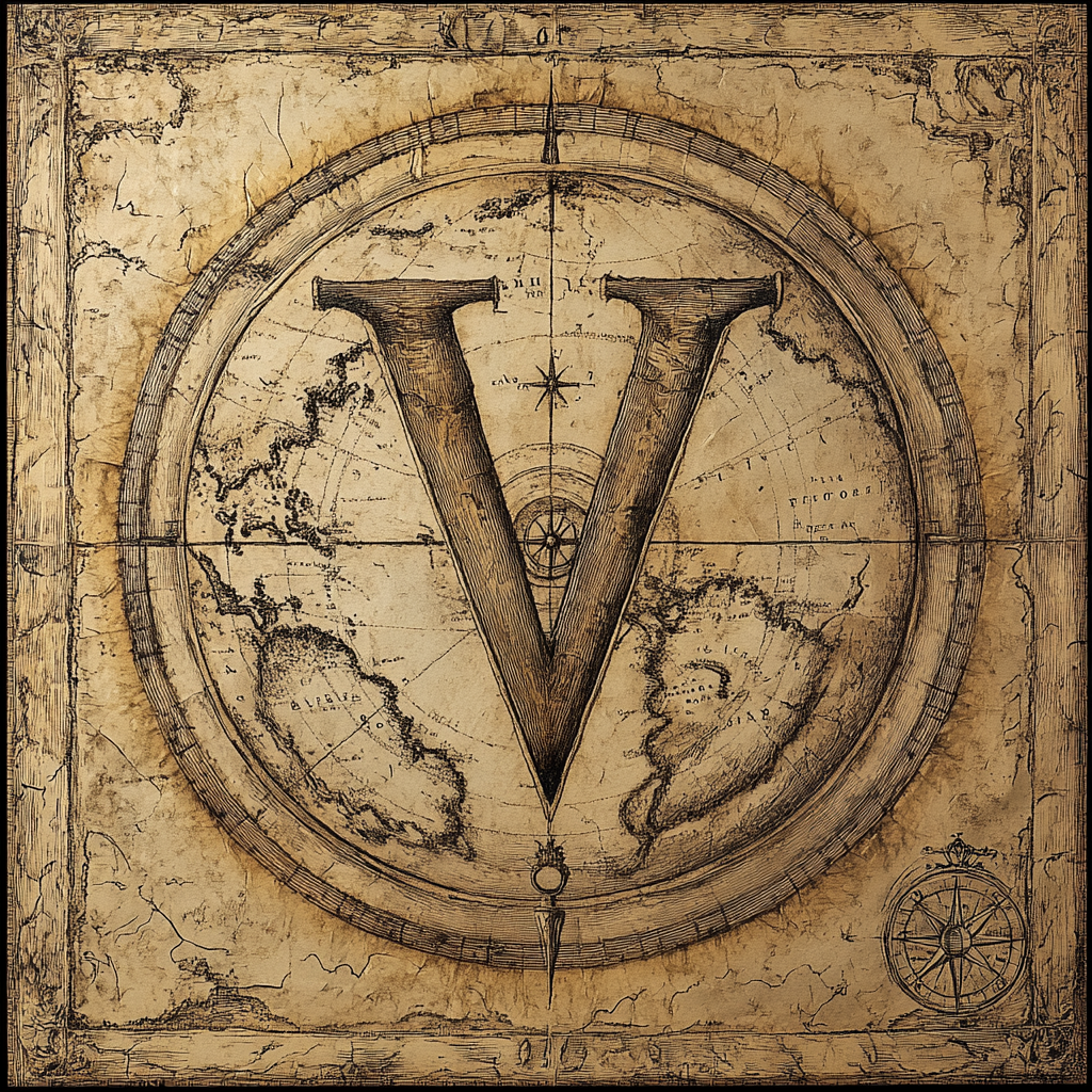 A V and O surrounded by earth map.