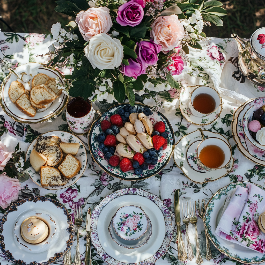 A Victorian Tea Party with Bold Floral Designs