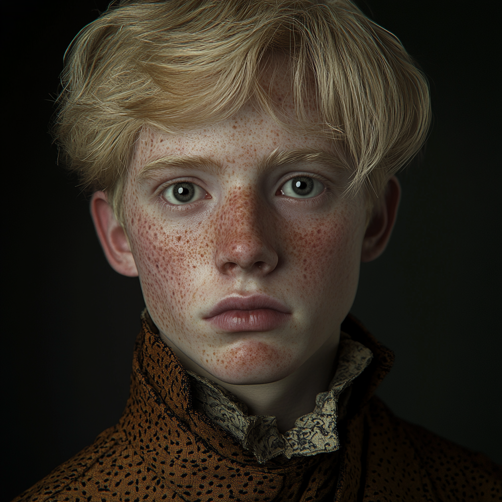 A Victorian-style young man with pale skin & smallpox marks