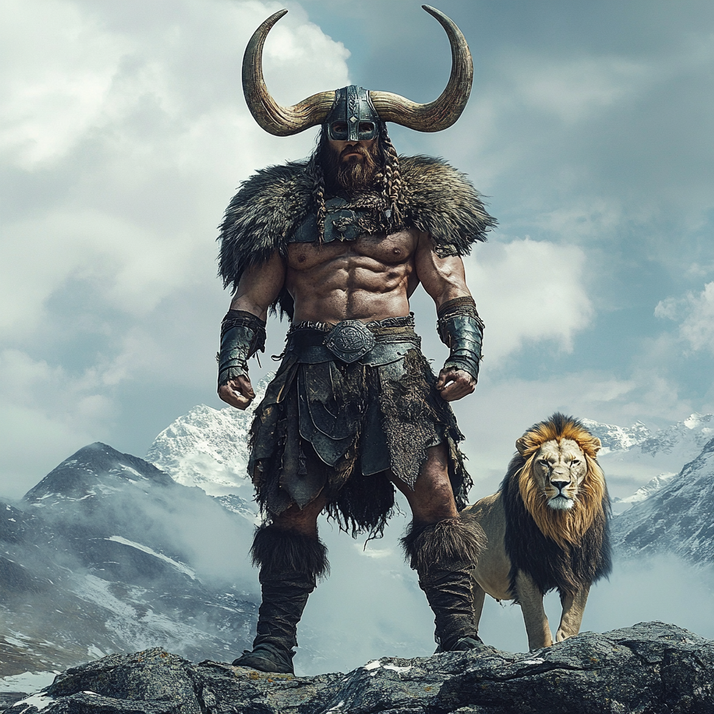 A Viking warrior with carabao horns, facing challenges