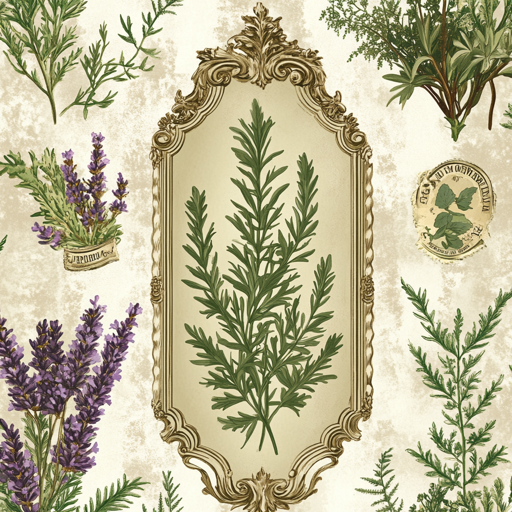 A Vintage Botanical Herb Wallpaper Design