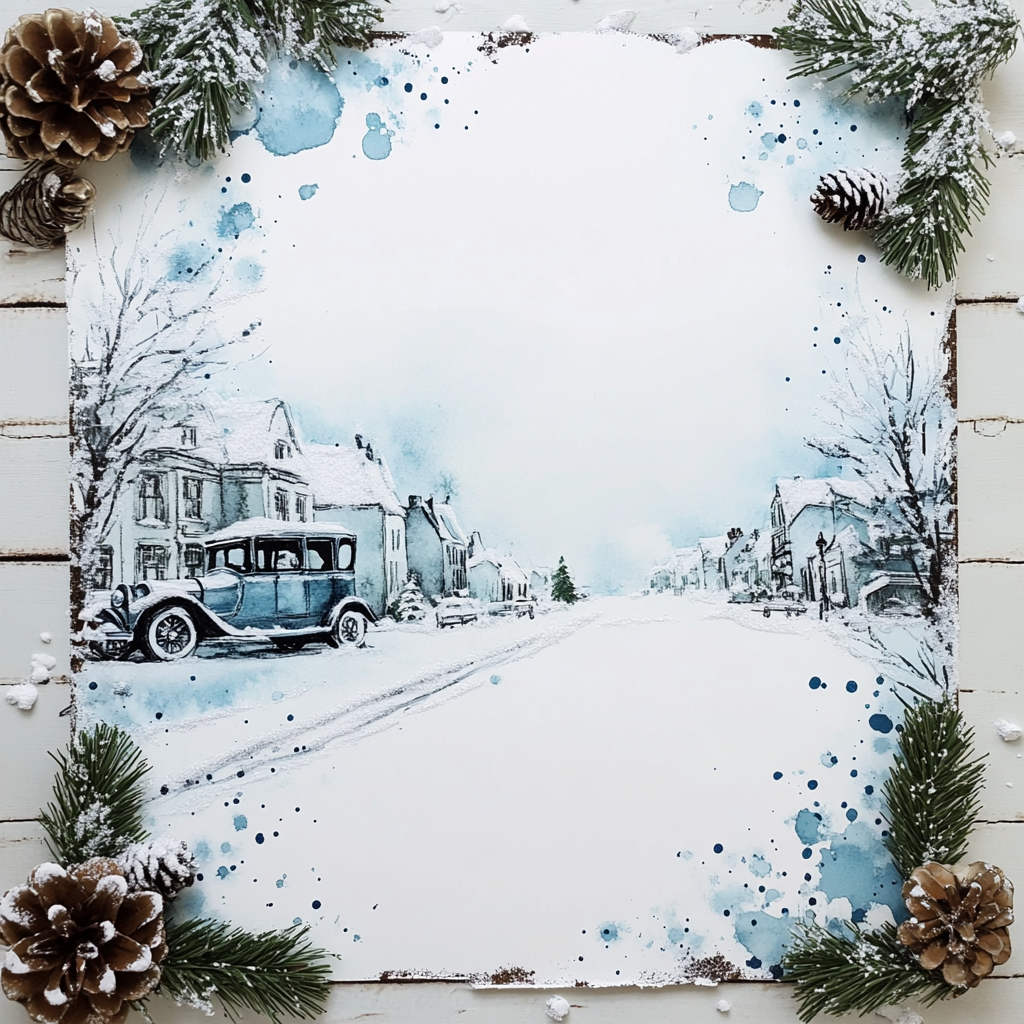 A Vintage Car in a Whimsical Winter Wonderland.