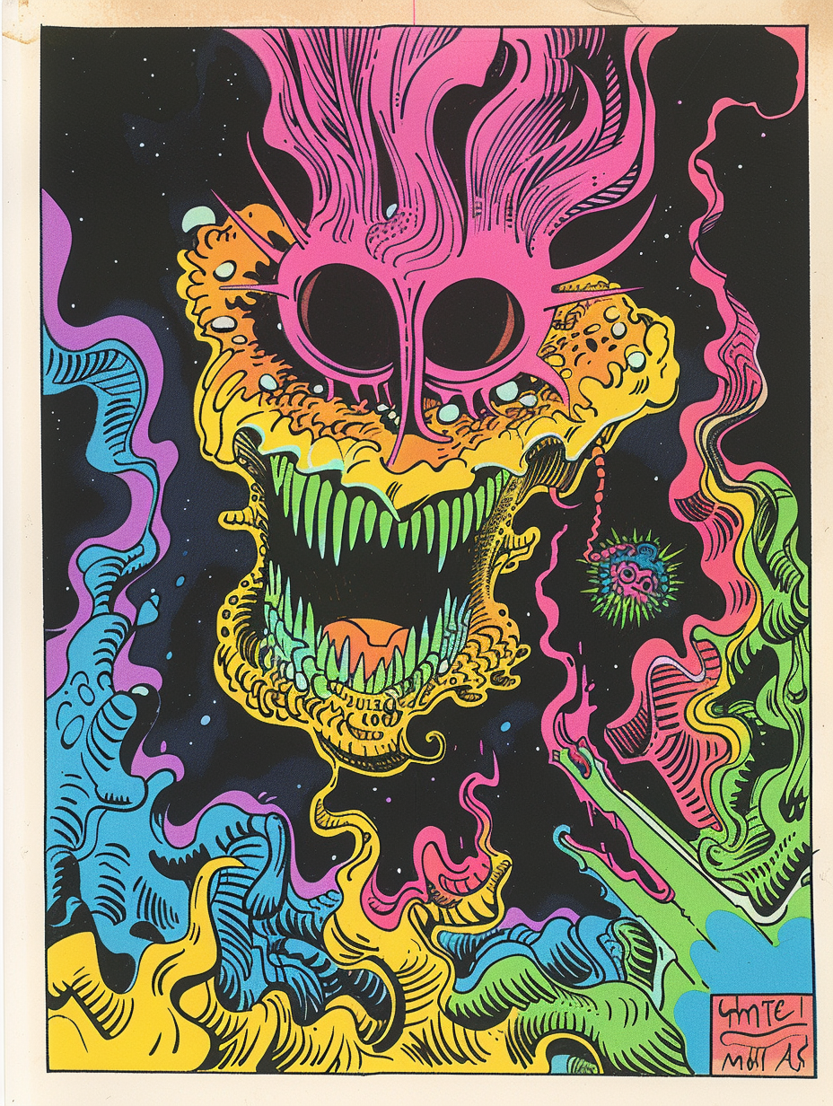 A Vintage Psychedelic Fantasy Trading Card Illustration