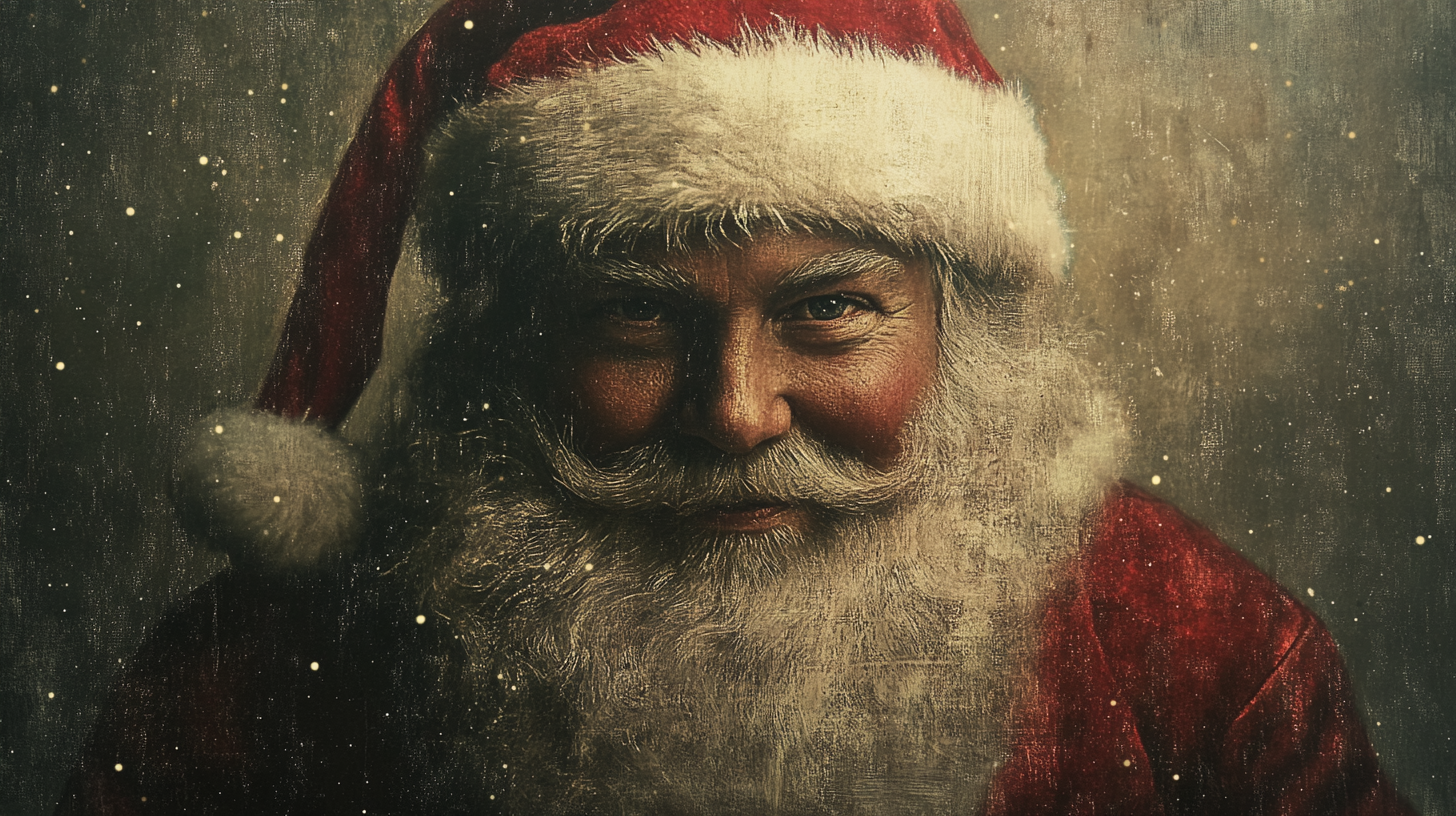 A Vintage Santa Oil Painting with Brush Strokes