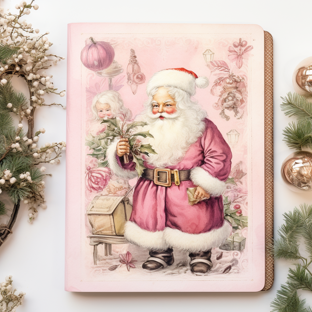 A Watercolor Pink Victorian Style Christmas Junk Journal