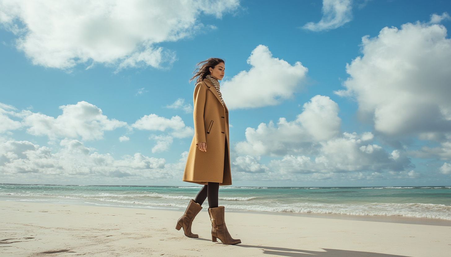 A Well Dressed Female Lawyer on Desert Beach