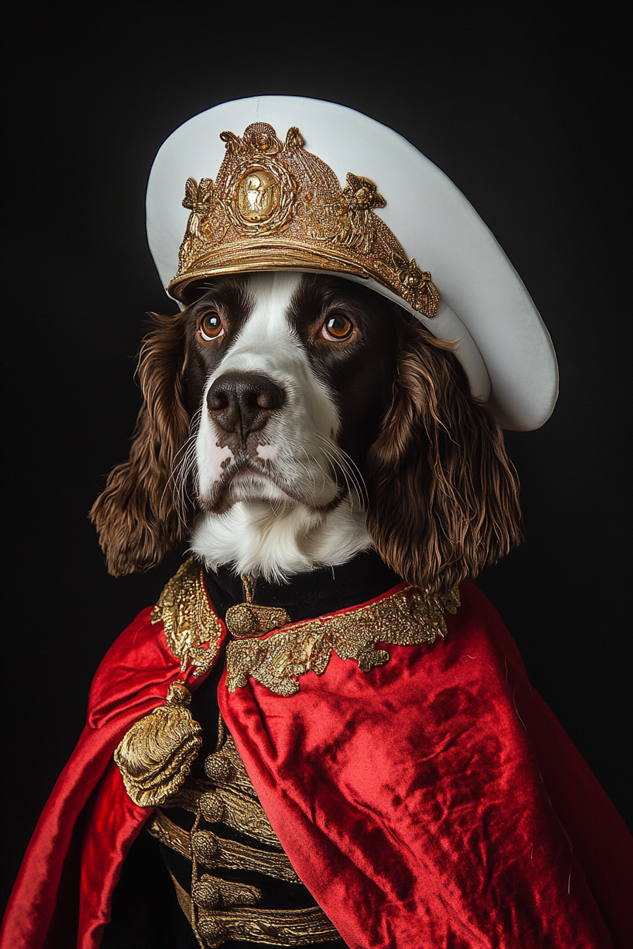 A Welsh Springer Spaniel in Historical English Costume