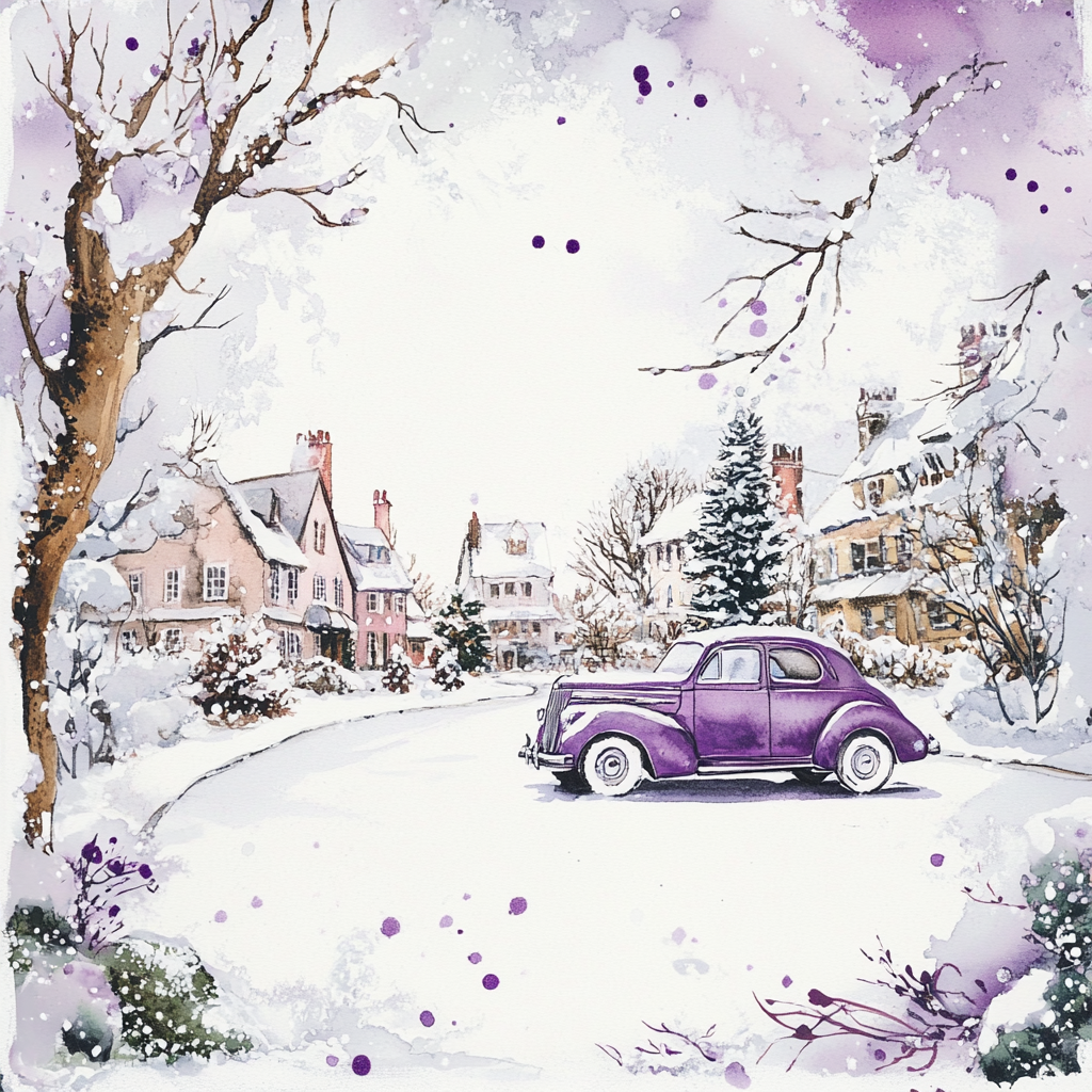 A Whimsical Winter Wonderland with Vintage Car Stationery