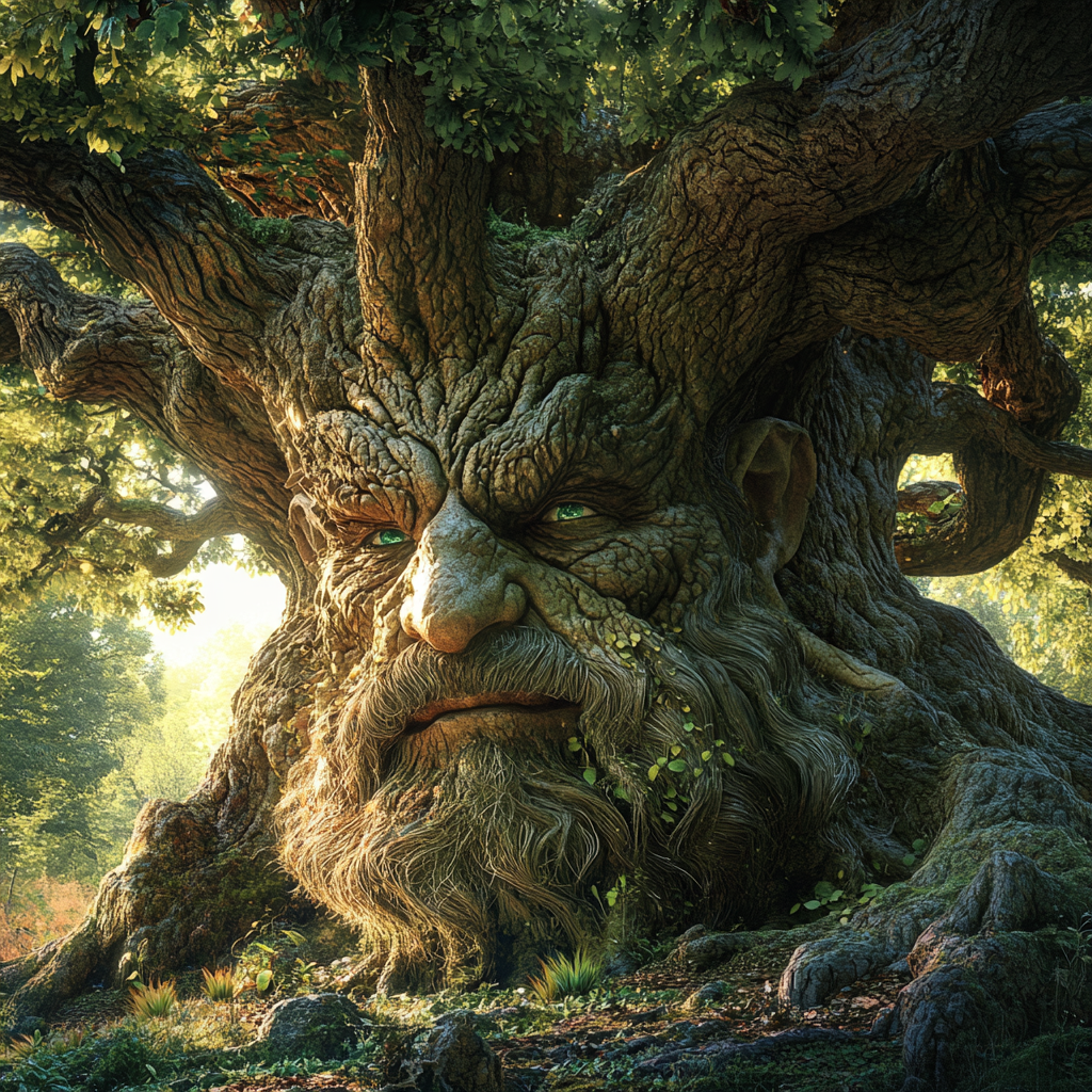 A Wise Ancient Tree Guardian in Hidden Glade