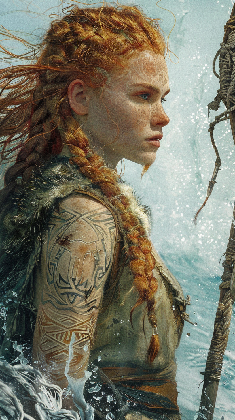 A Wise Red-Haired Viking Woman by the Sea