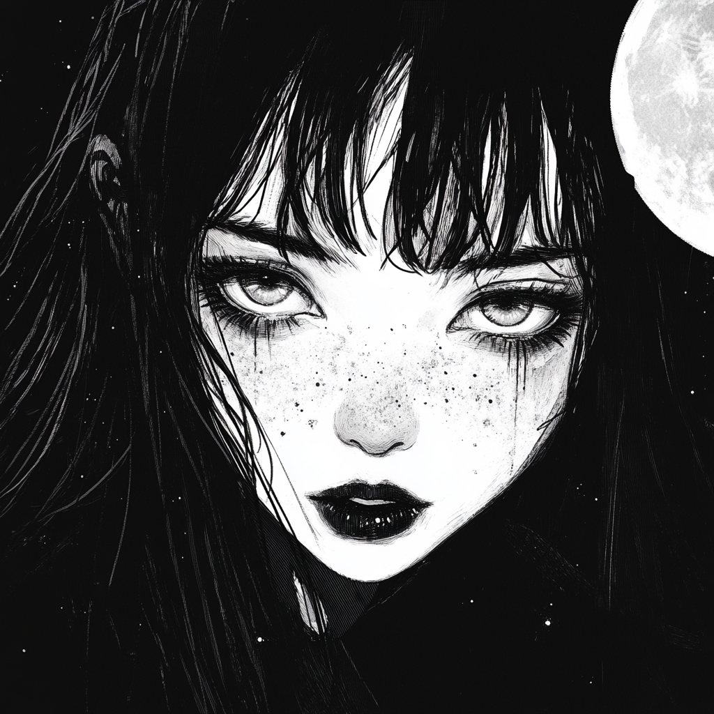 A Witchy Anime Girl under the Moon