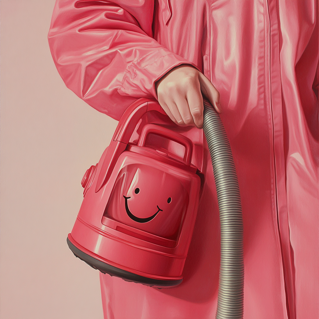 A Woman's Hand Holding Smiling Felt Vacuum Cleaner