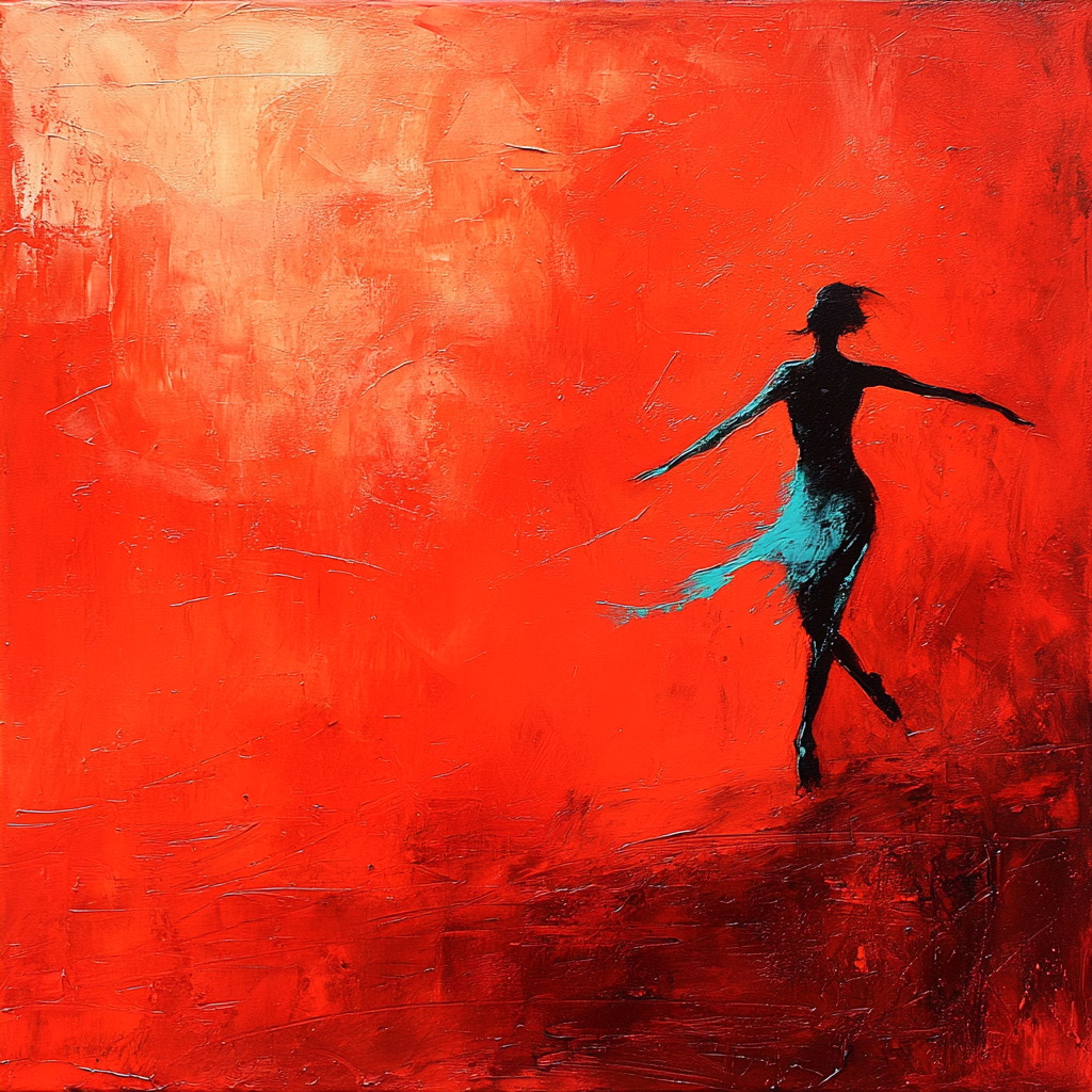 A Woman Dancing with Emotion in Colorful Painting