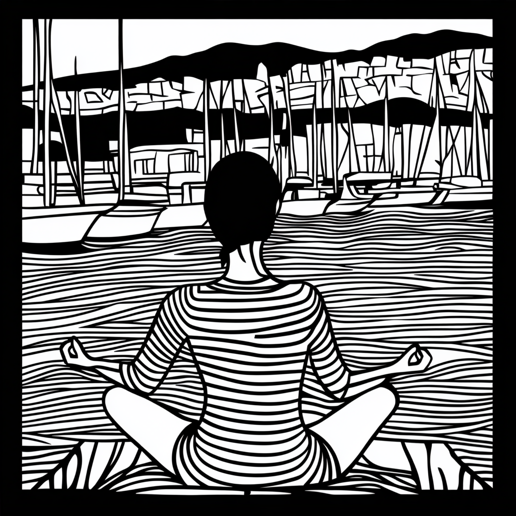 A Woman Meditating by Marina Coloring Book Page