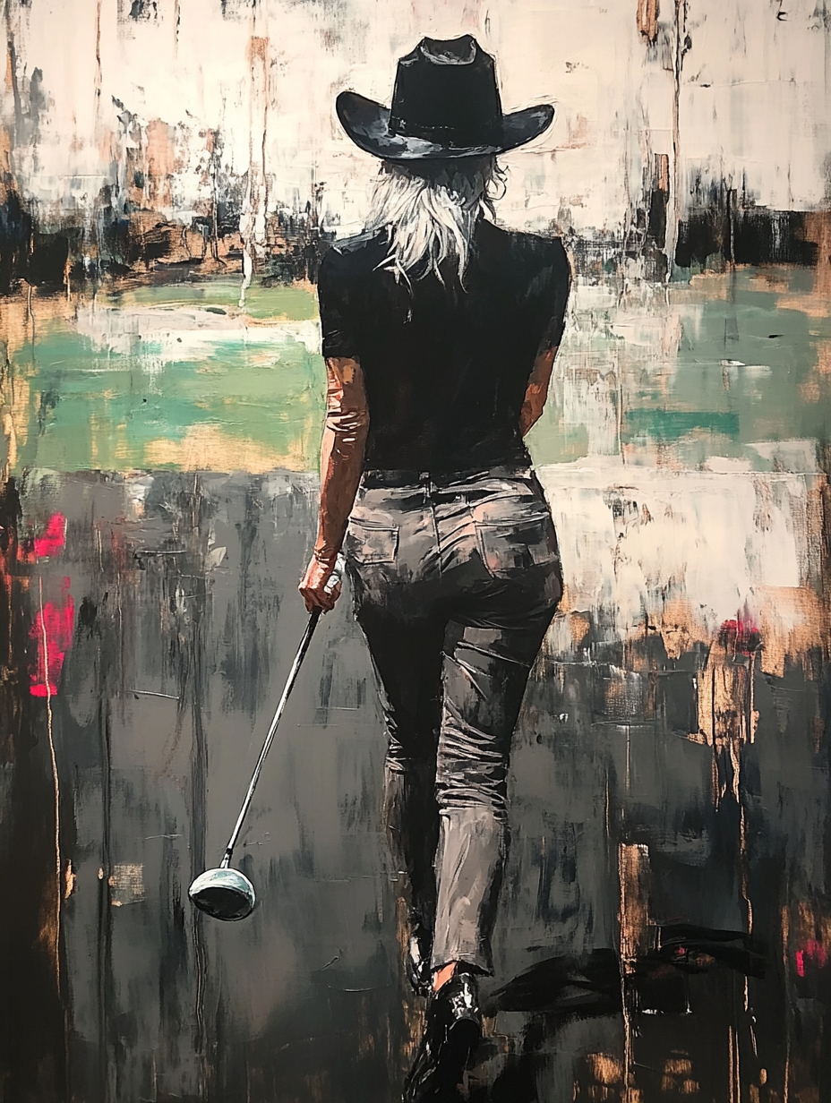 A Woman Playing Golf in Jeremy Mann Style