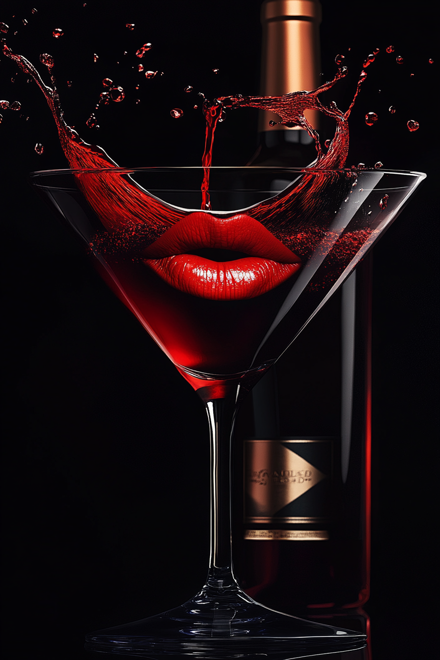 A Woman Sipping Port Liquer from Martini Glass