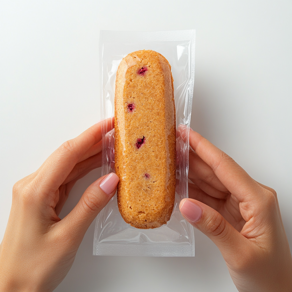 A Woman Unwrapping Delicious Almond Friand Cake