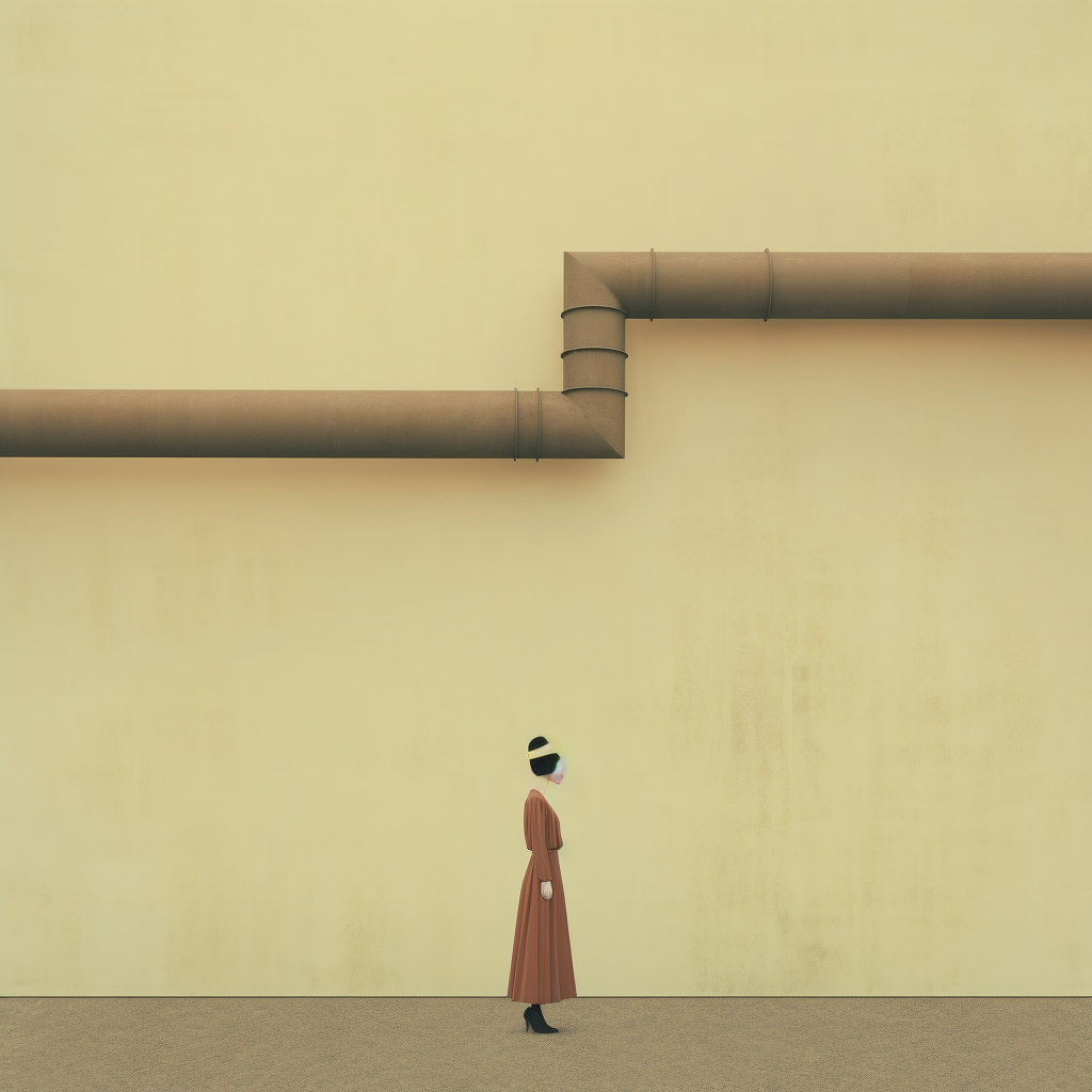 A Woman in Bauhaus Dress by Grungy Wall