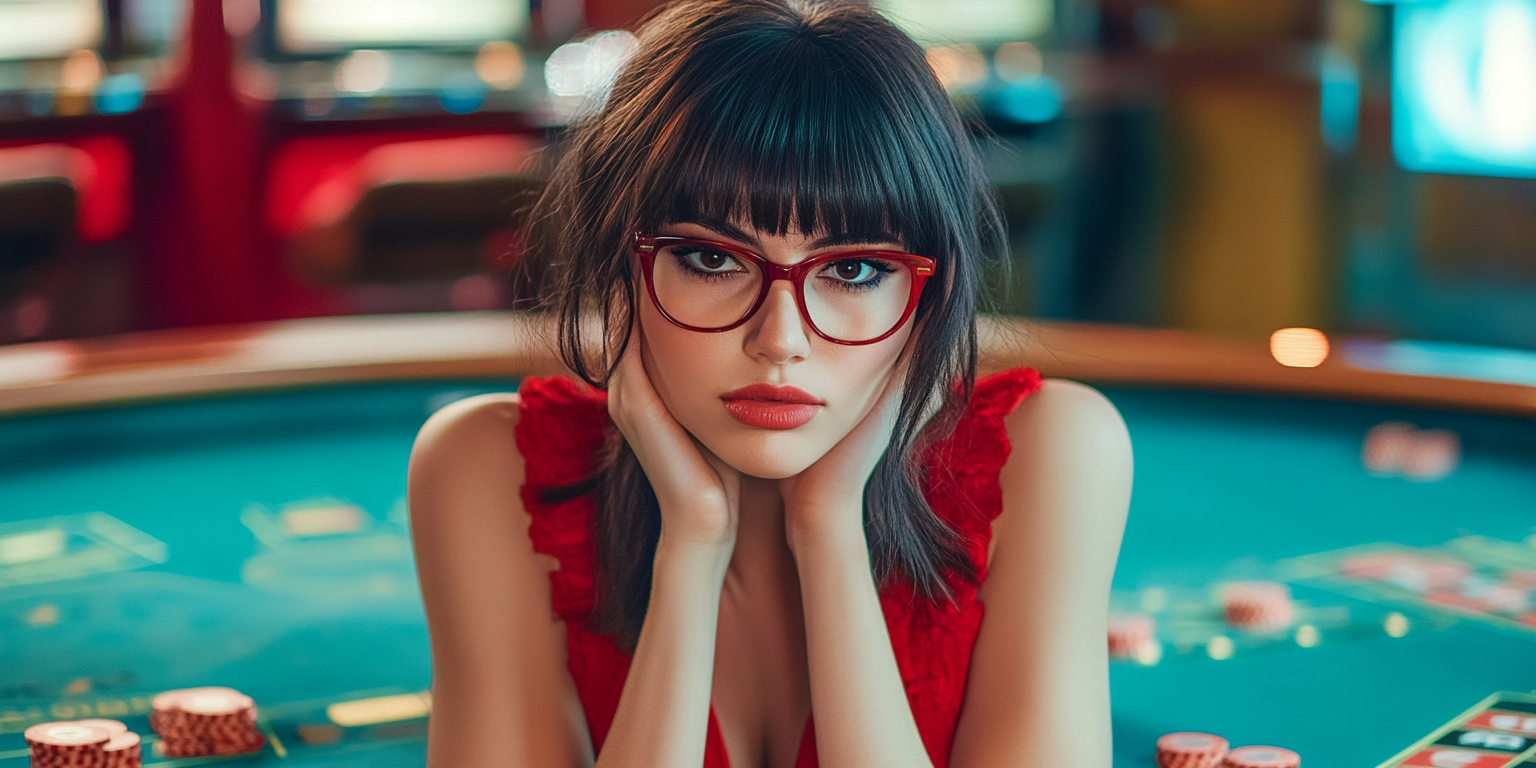 A Woman in Red Dress Playing Russian Roulette