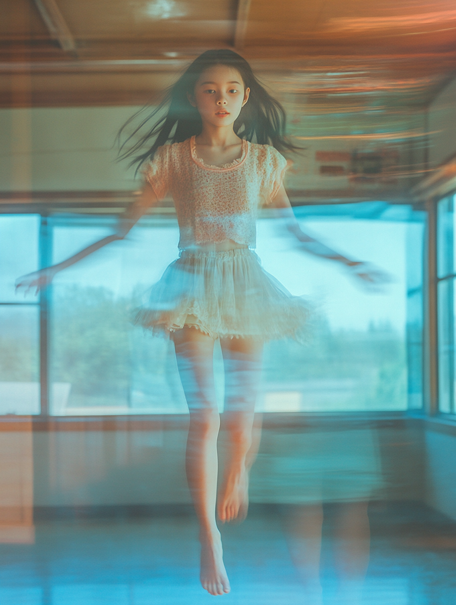 A Young Chinese Girl Doing Gymnastics