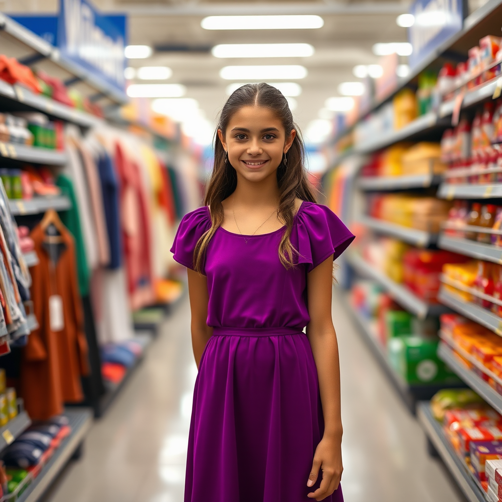 A Young Girl Shopping for Clothes at Walmart