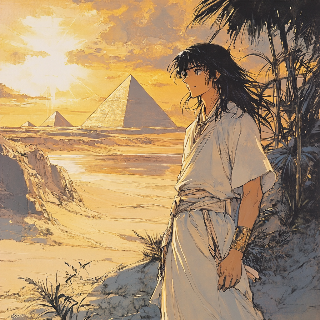 A Young Pharaoh at Dawn on Nile Banks