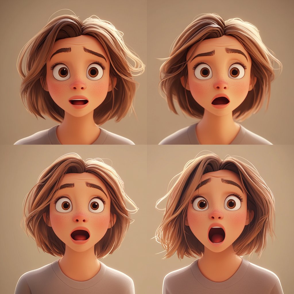 A Young Woman's Four Expressions in Art