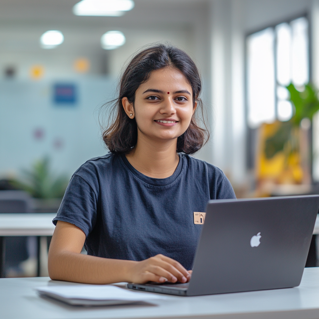 A Young Woman Learning AI for Growth Hacking