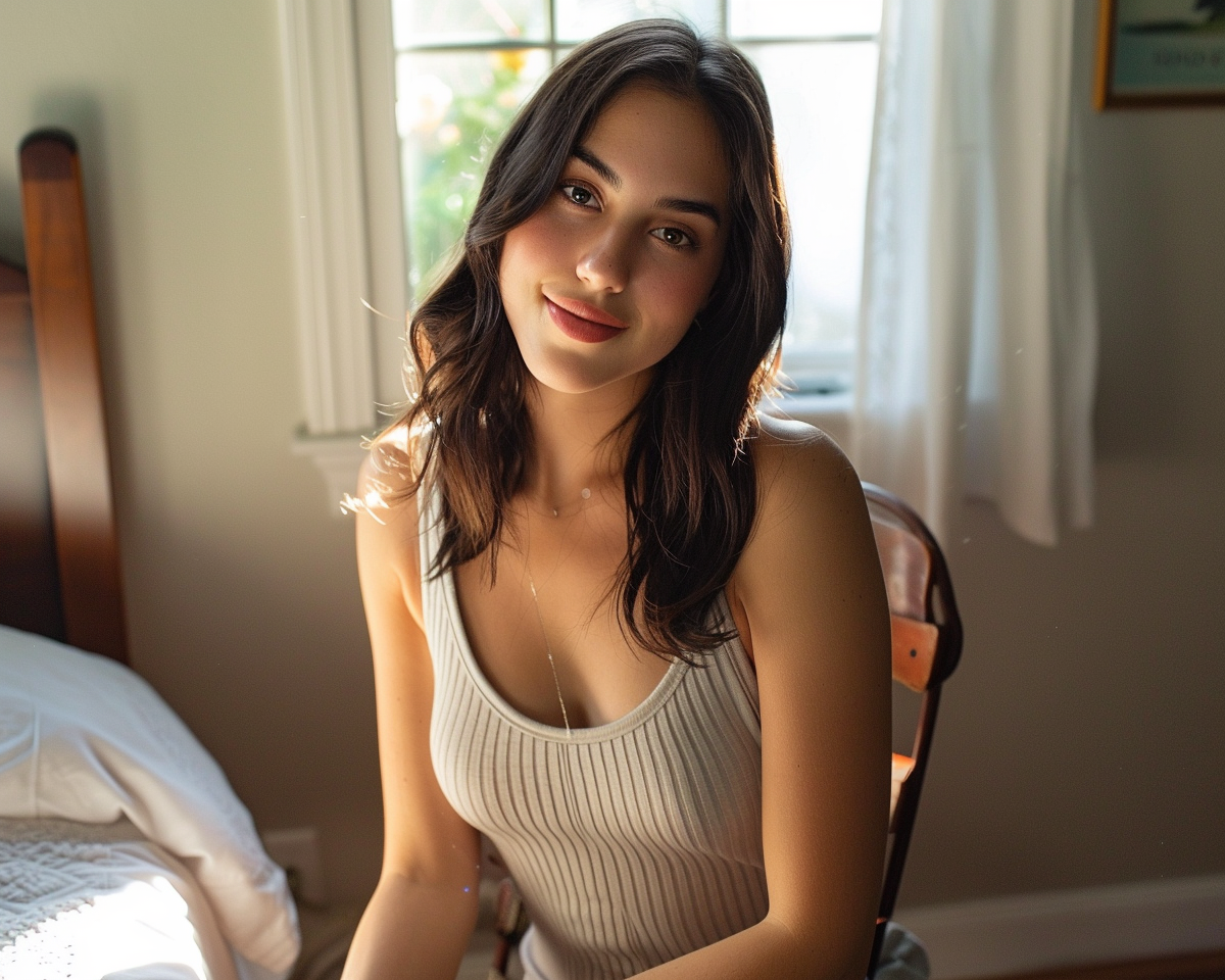 A Young Woman Smiling In A Chair