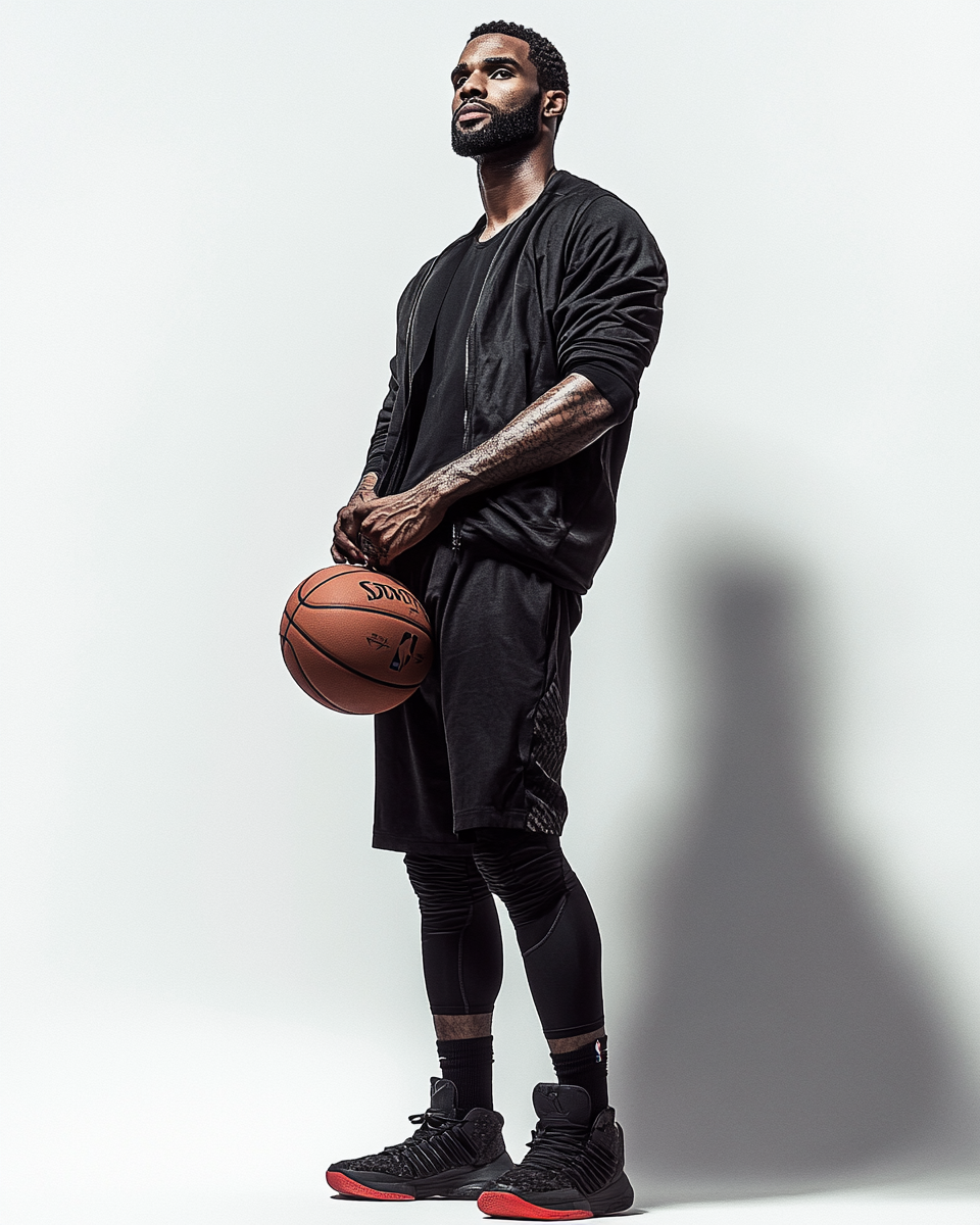 A basketball player in dramatic, cinematic lighting