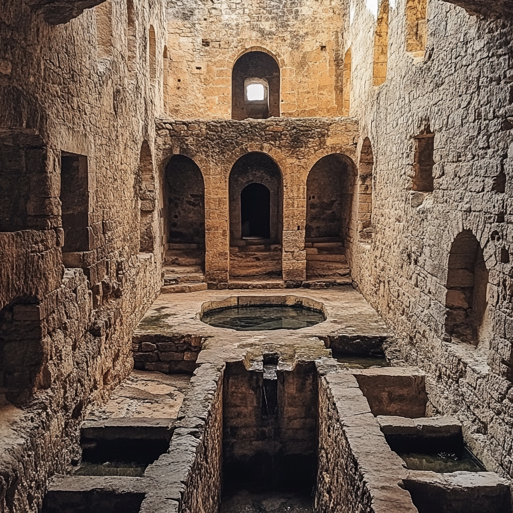 A beautiful historical castle-palace with water fountains