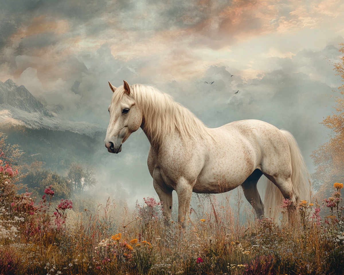 A beautiful horse in romantic movie-inspired photography.