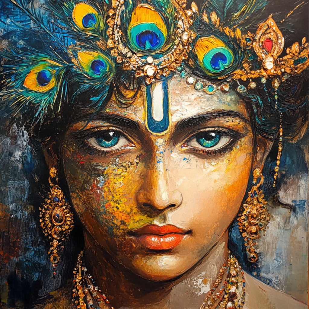 A beautiful painting portrait of Lord Krishna