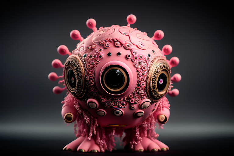 A beautiful pink monster with intricate details