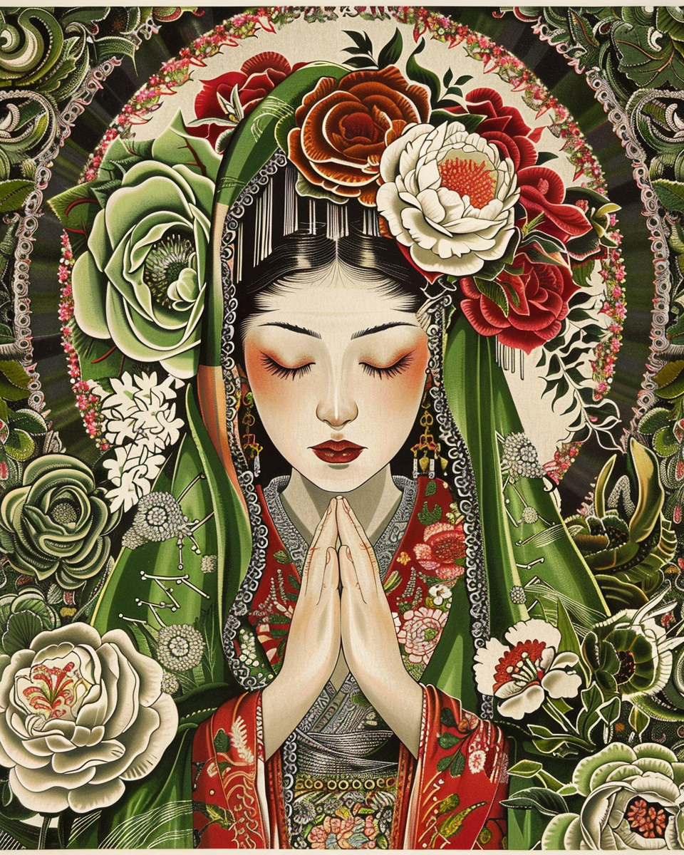 A beautiful poster of a geisha and a virgin