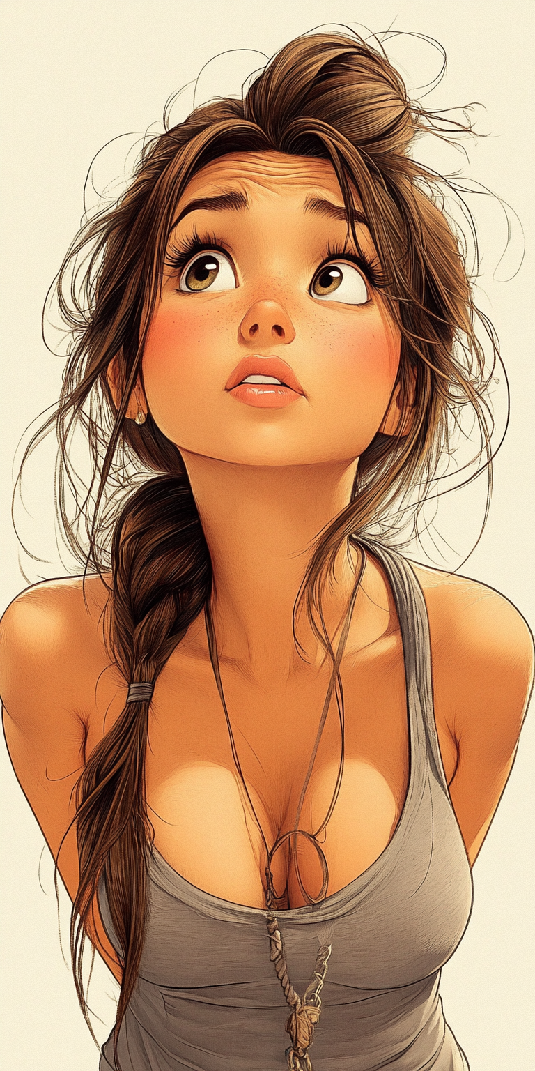 A beautiful princess with brown hair illustration.