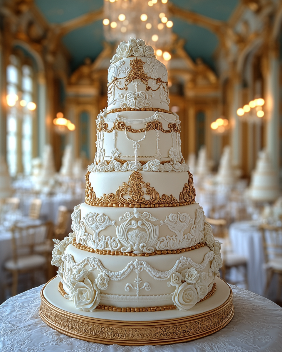 A beautiful tall cake inspired by Iolani Palace