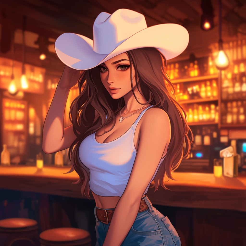 A beautiful woman at a Texan bar