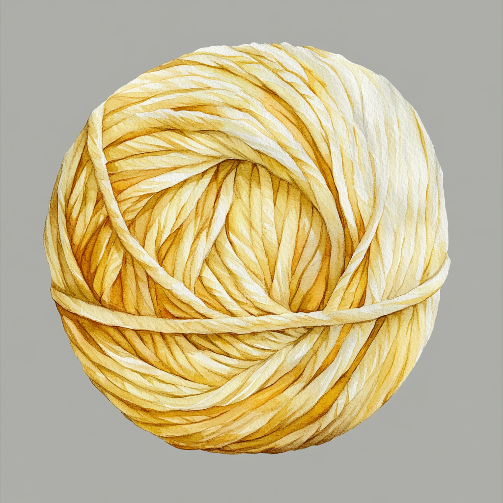 A beautiful yellow yarn ball illustration in watercolor.