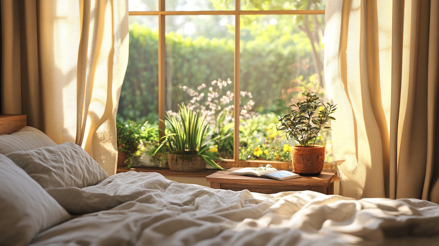 A bohemian chic bedroom with a cozy corner bed