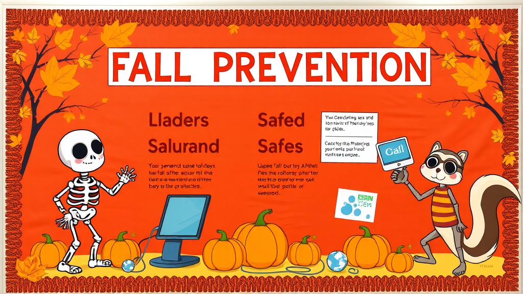 A bulletin board informing about fall prevention safely