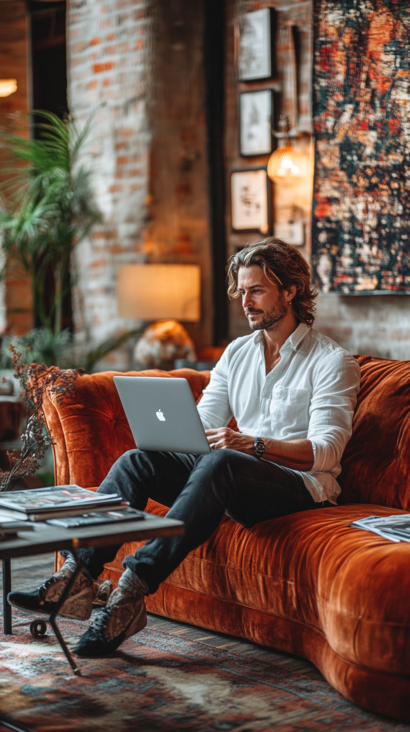 A business person working at stylish, cozy office