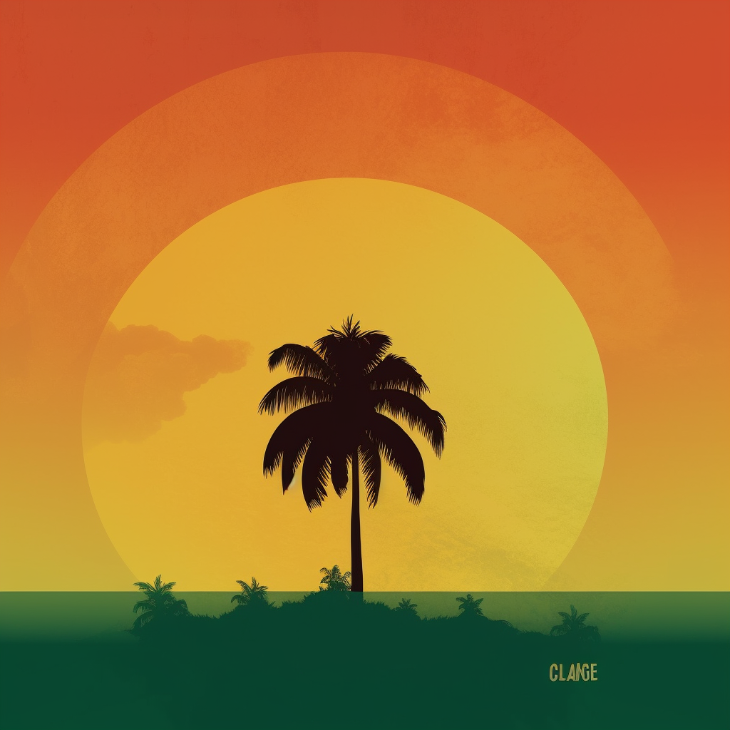 A calm album cover with a palm tree