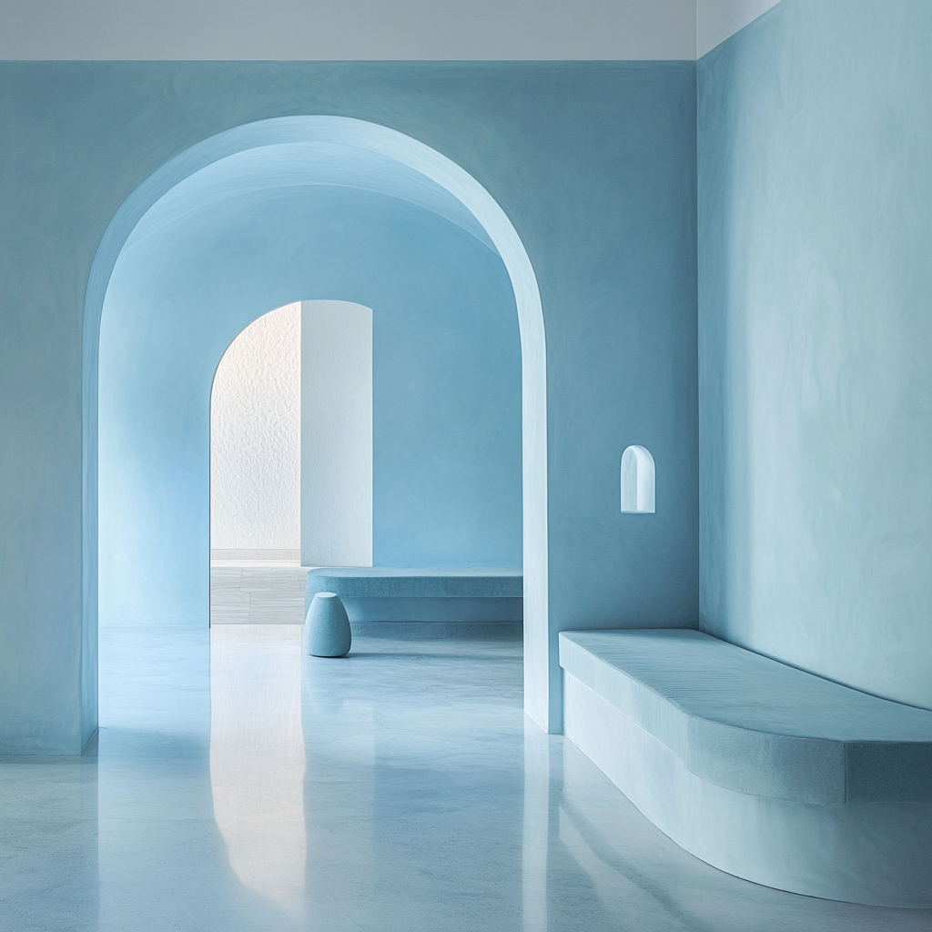 A calming, gentle blue room for mental health.