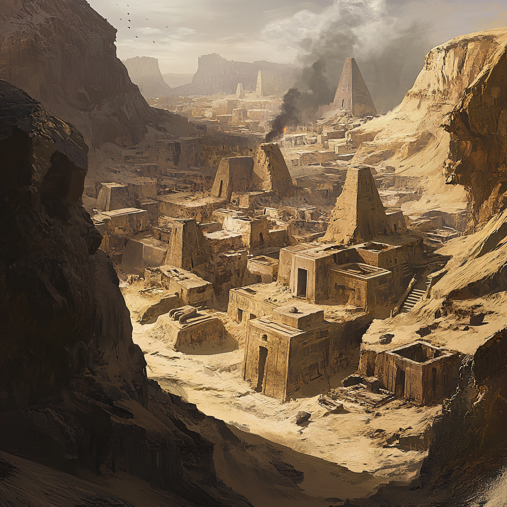 A city in desert built on ancient cemetery.