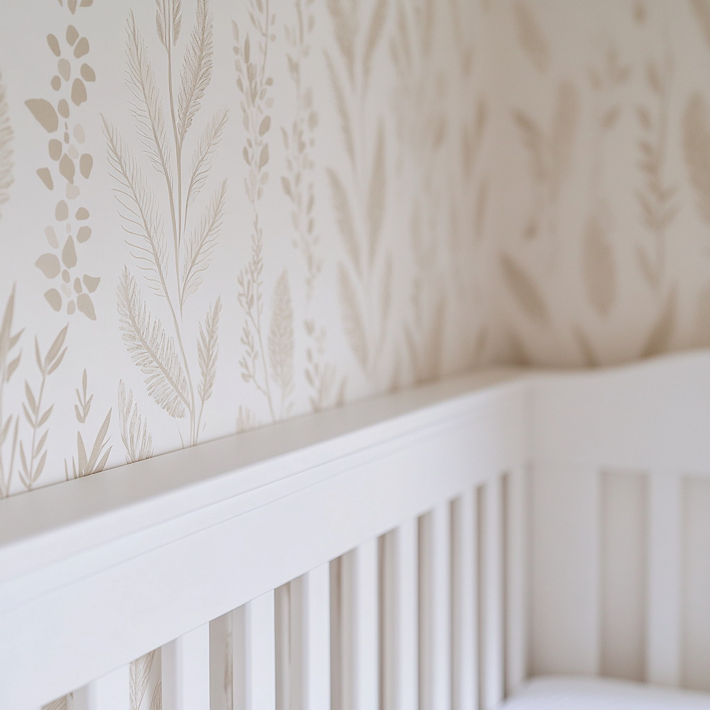 A close look at nursery wallpaper pattern, clean image.