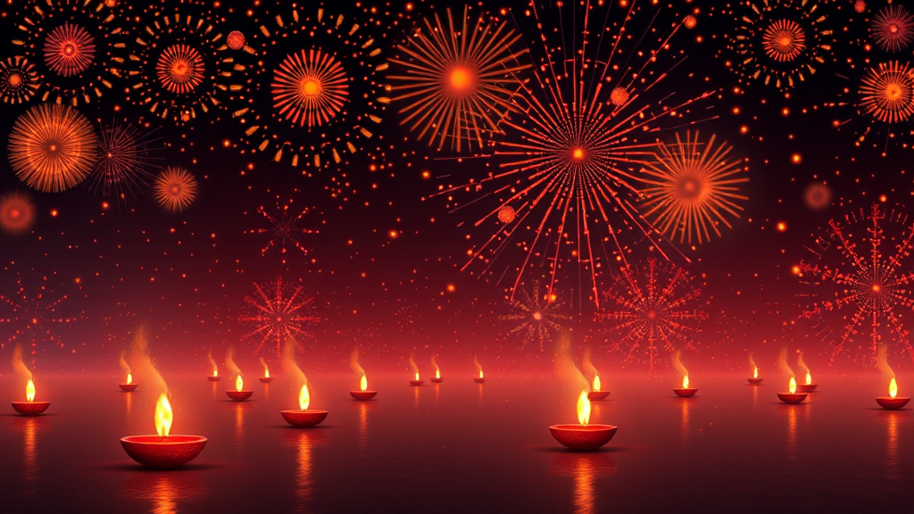 A colorful 3D image of Diwali festival.